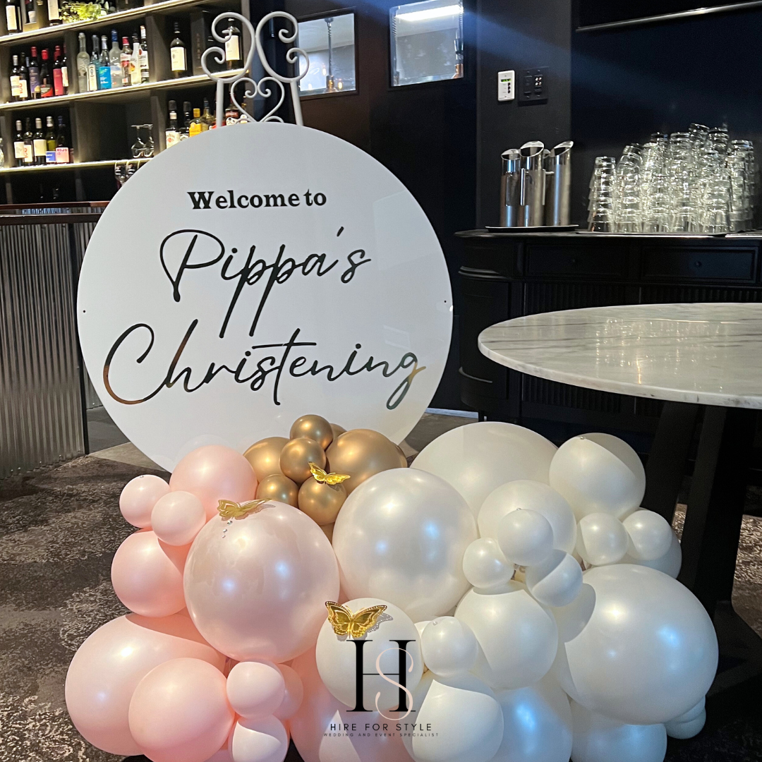 80cm Round Acrylic Welcome Sign Balloon Package Hire