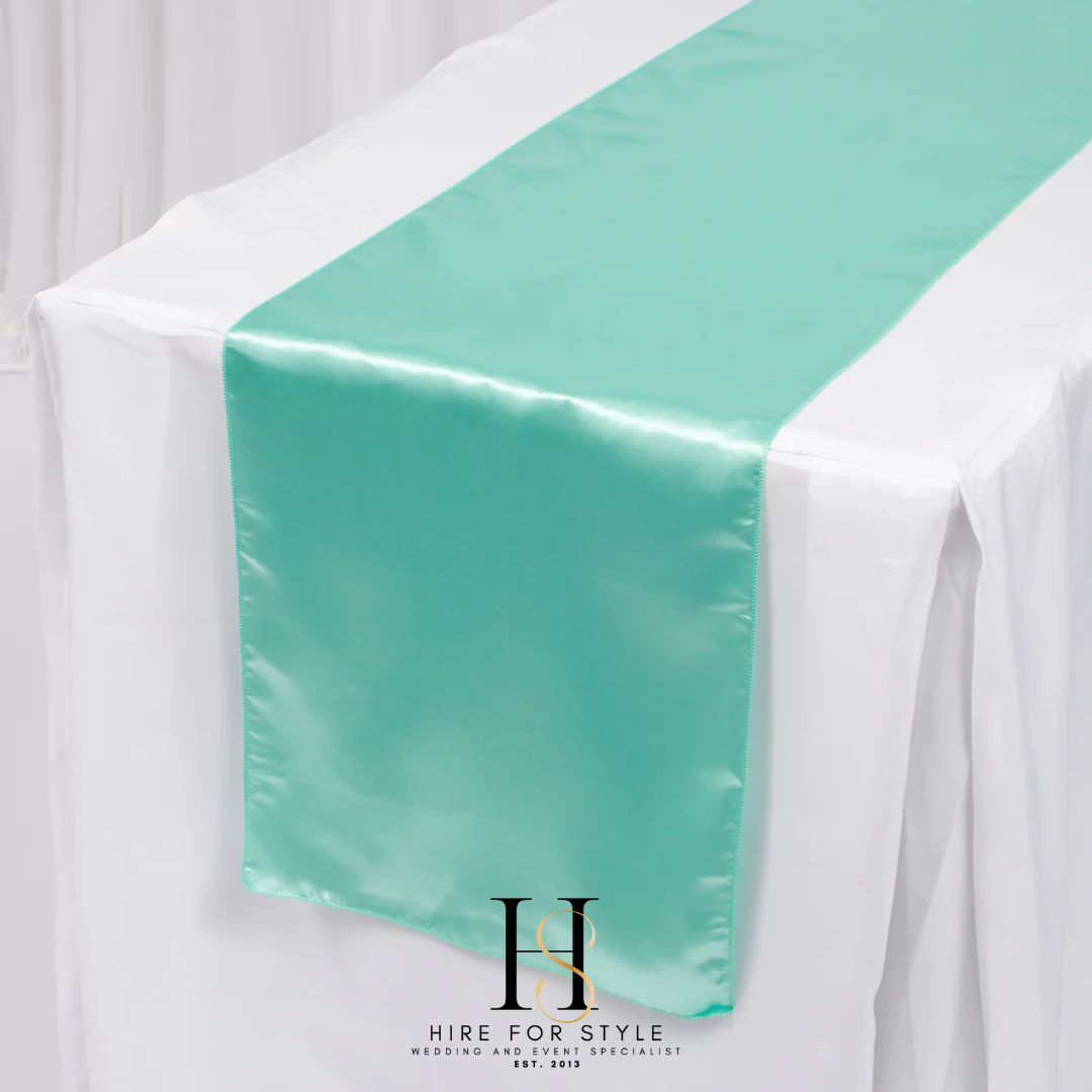 Mint Green Satin Table Runner HIRE