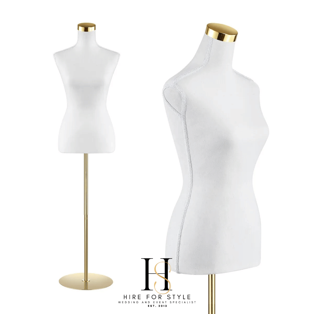 White & Gold Bridal Mannequin Hire