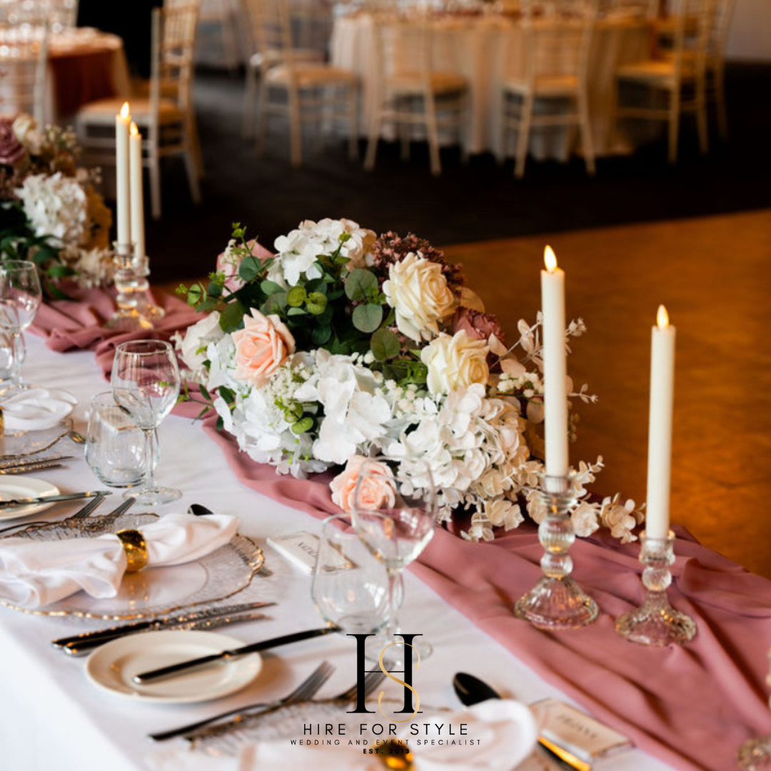 Faux Floral Compote Centrepiece with Taper Candles