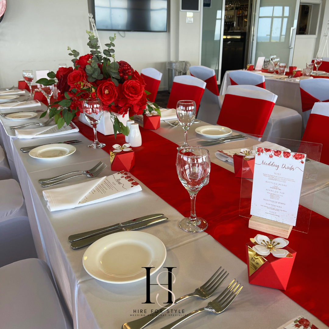 Red Satin Table Runner HIRE