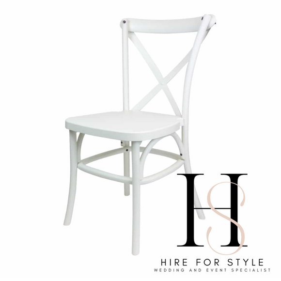 Adult White Cross Back Chair HIRE
