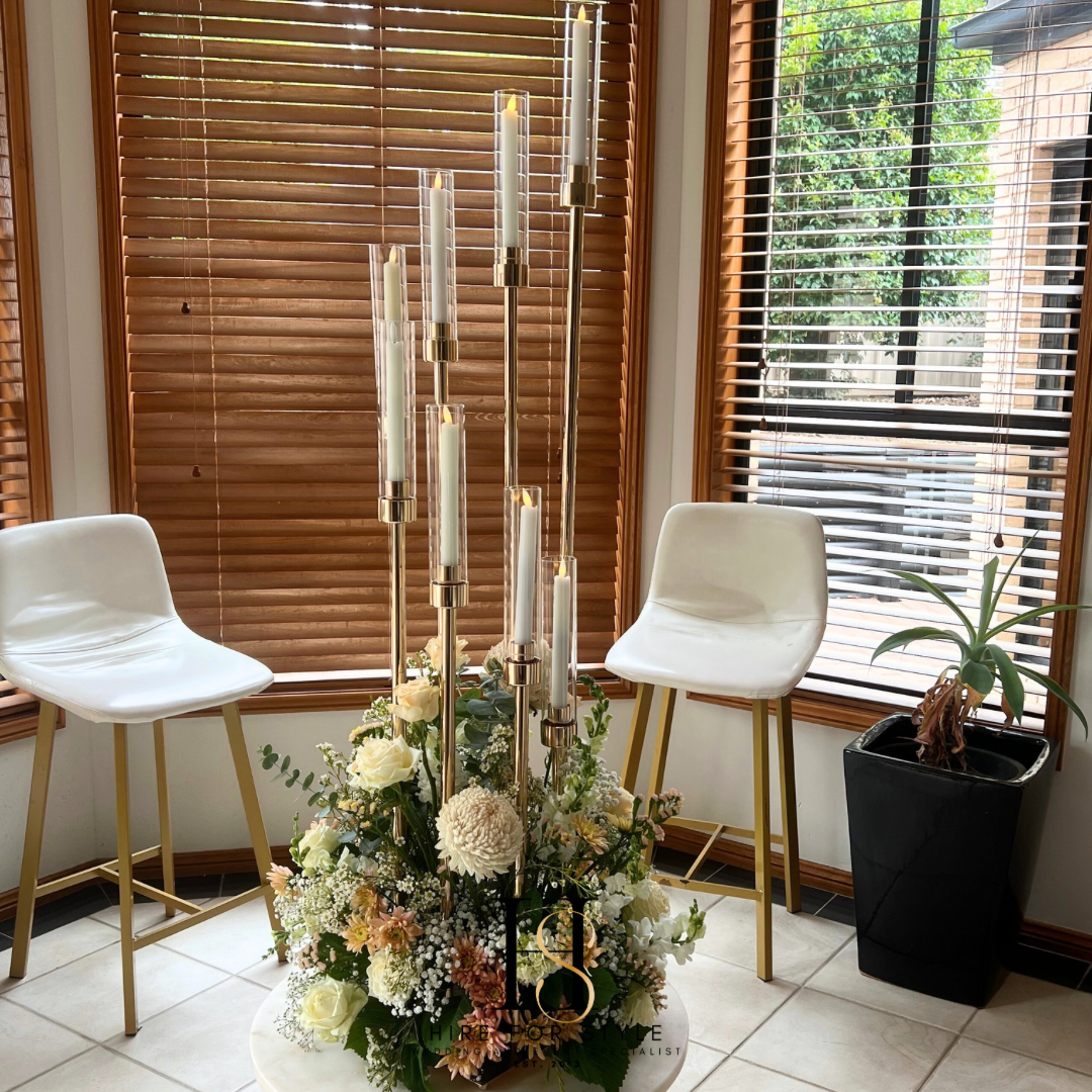 Tall Spiral Candelabra with Florals