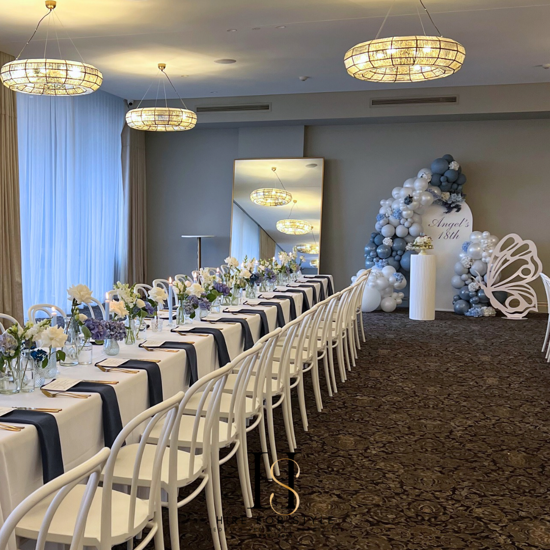 Single Arch Backdrop Display with Balloons and Florals