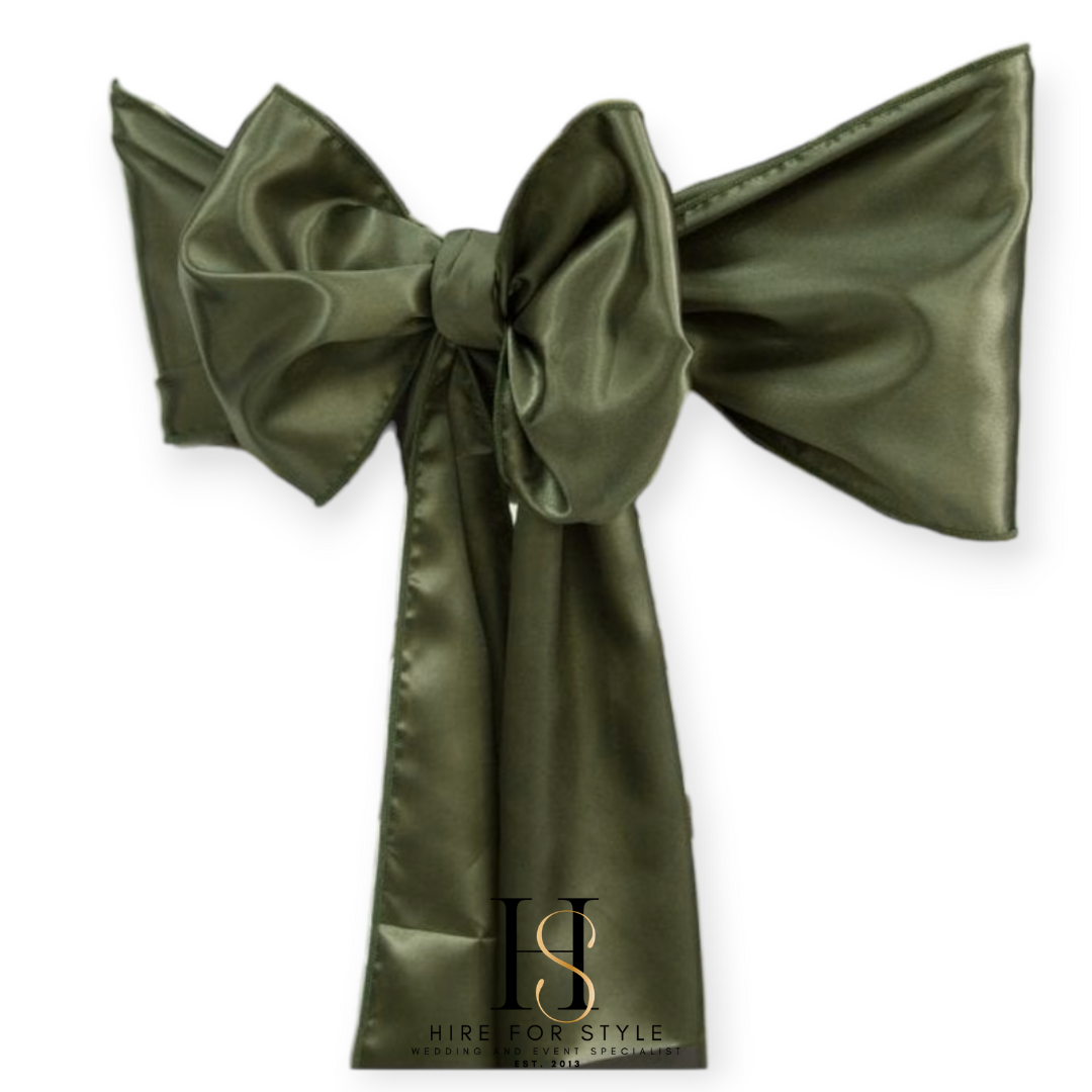 Willow Olive Green Satin Chair Sash