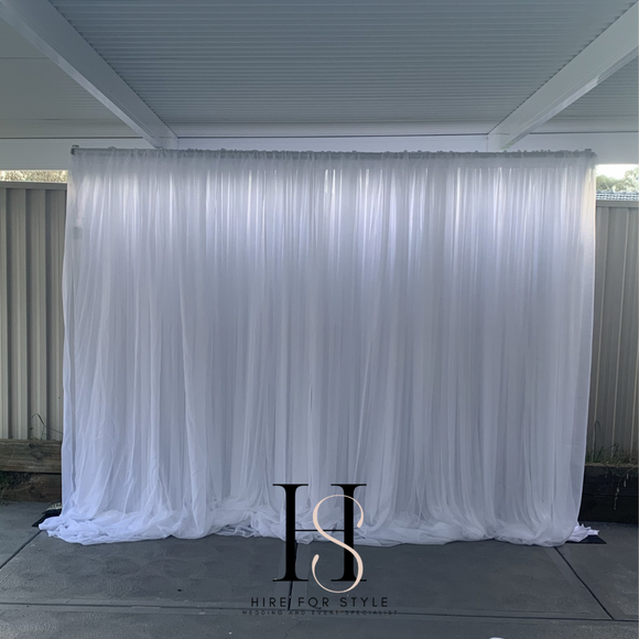 White Sheer Freestanding Event Backdrop HIRE