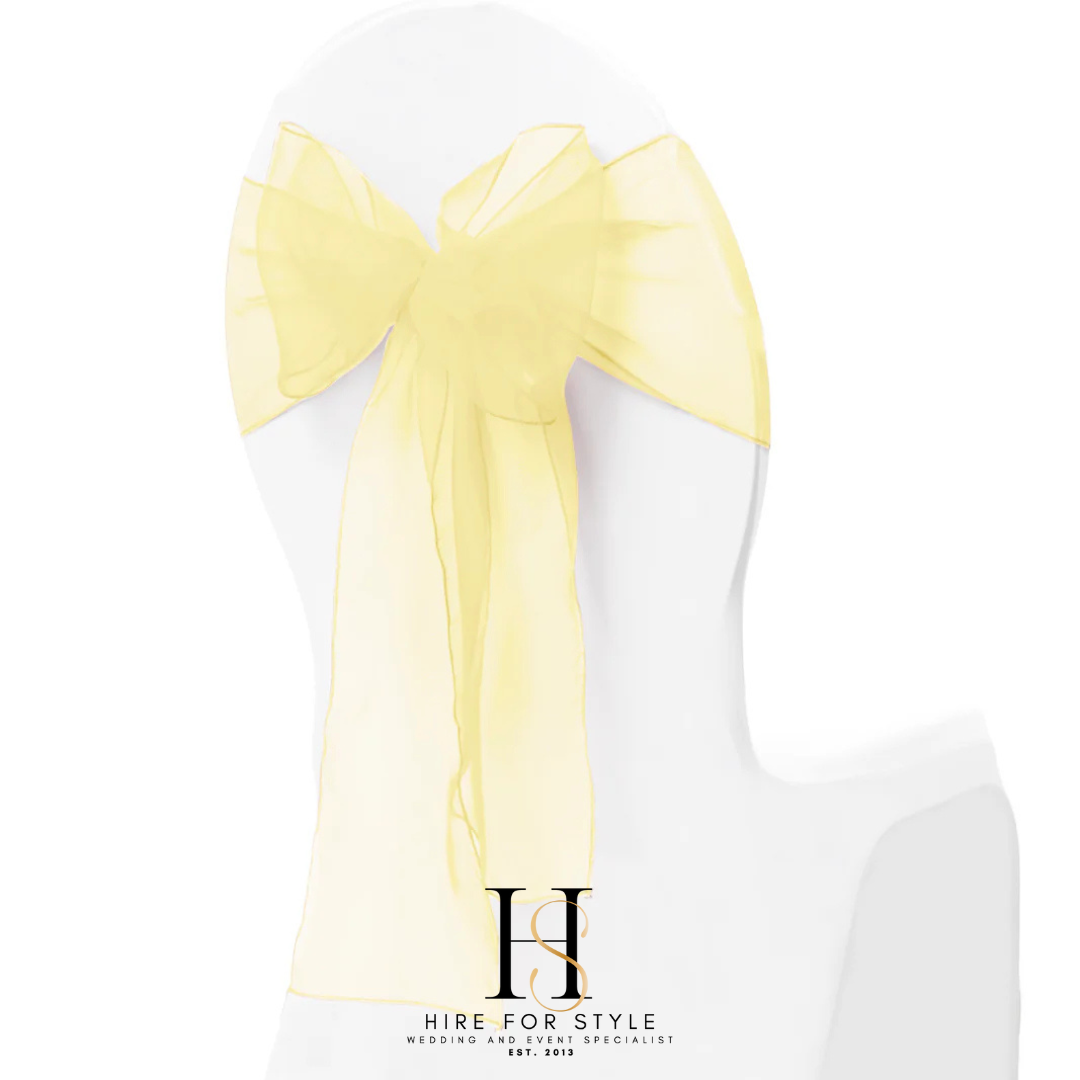Light Yellow Organza Event Chair Sash