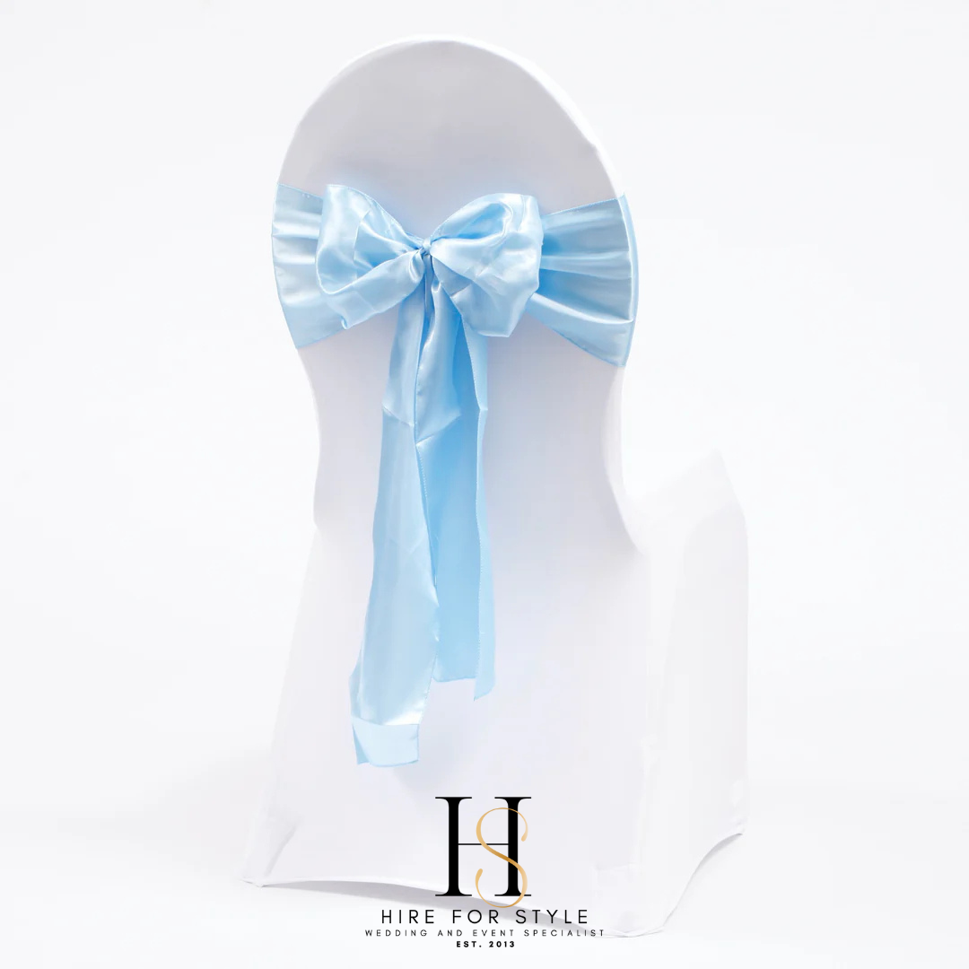 Light Blue Satin Chair Sash