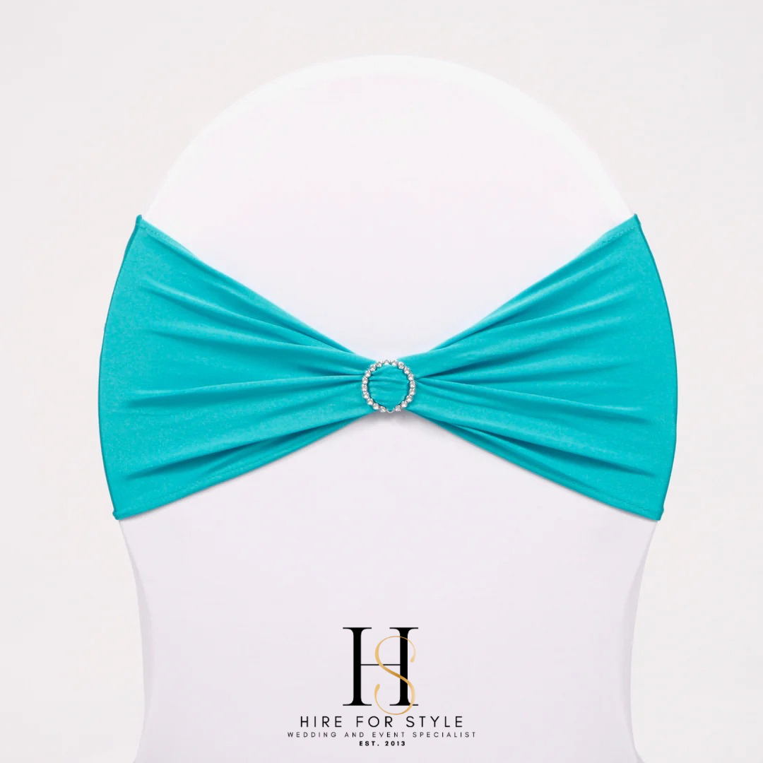 Turquoise Lycra Chair Band HIRE