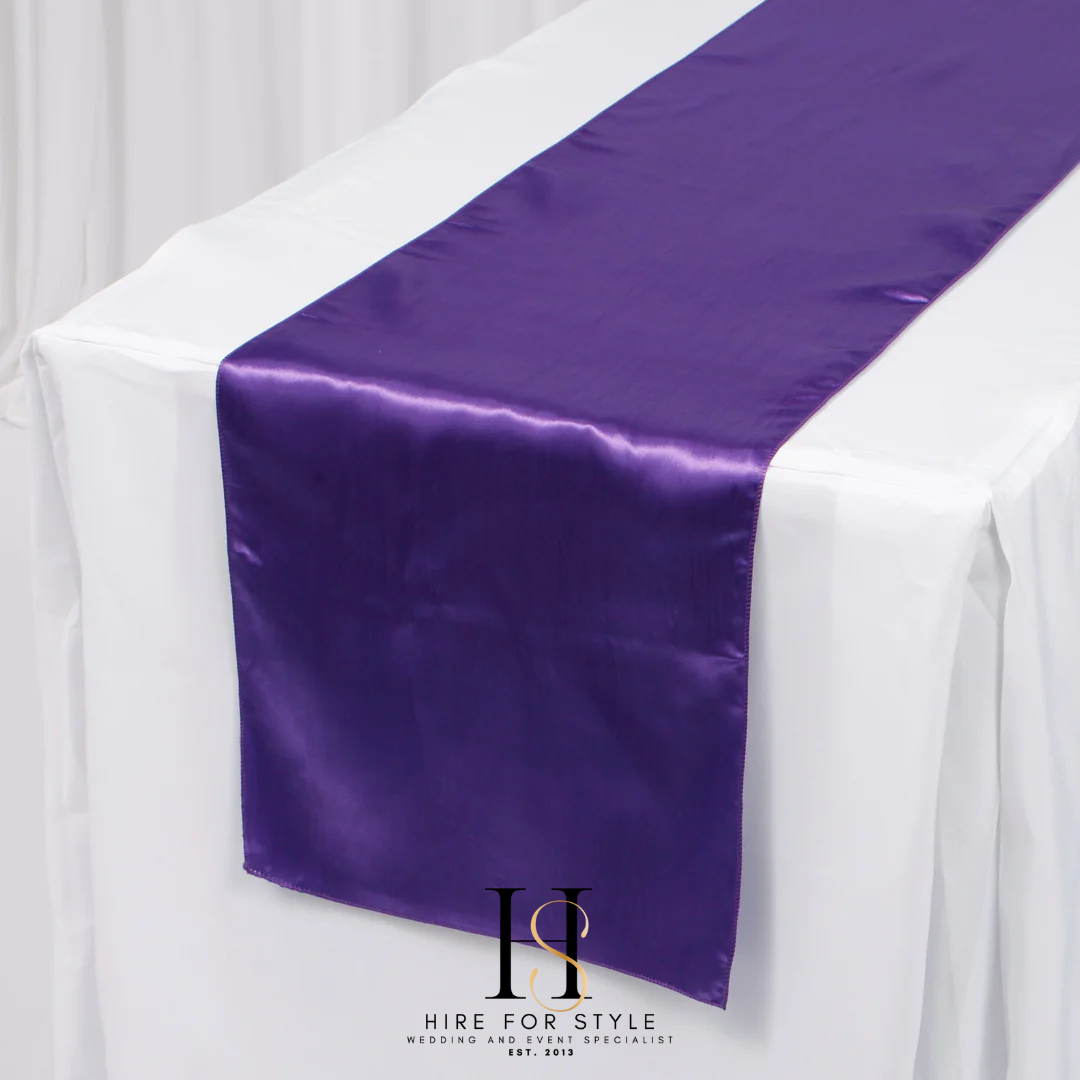 Royal Purple Satin Table Runner HIRE