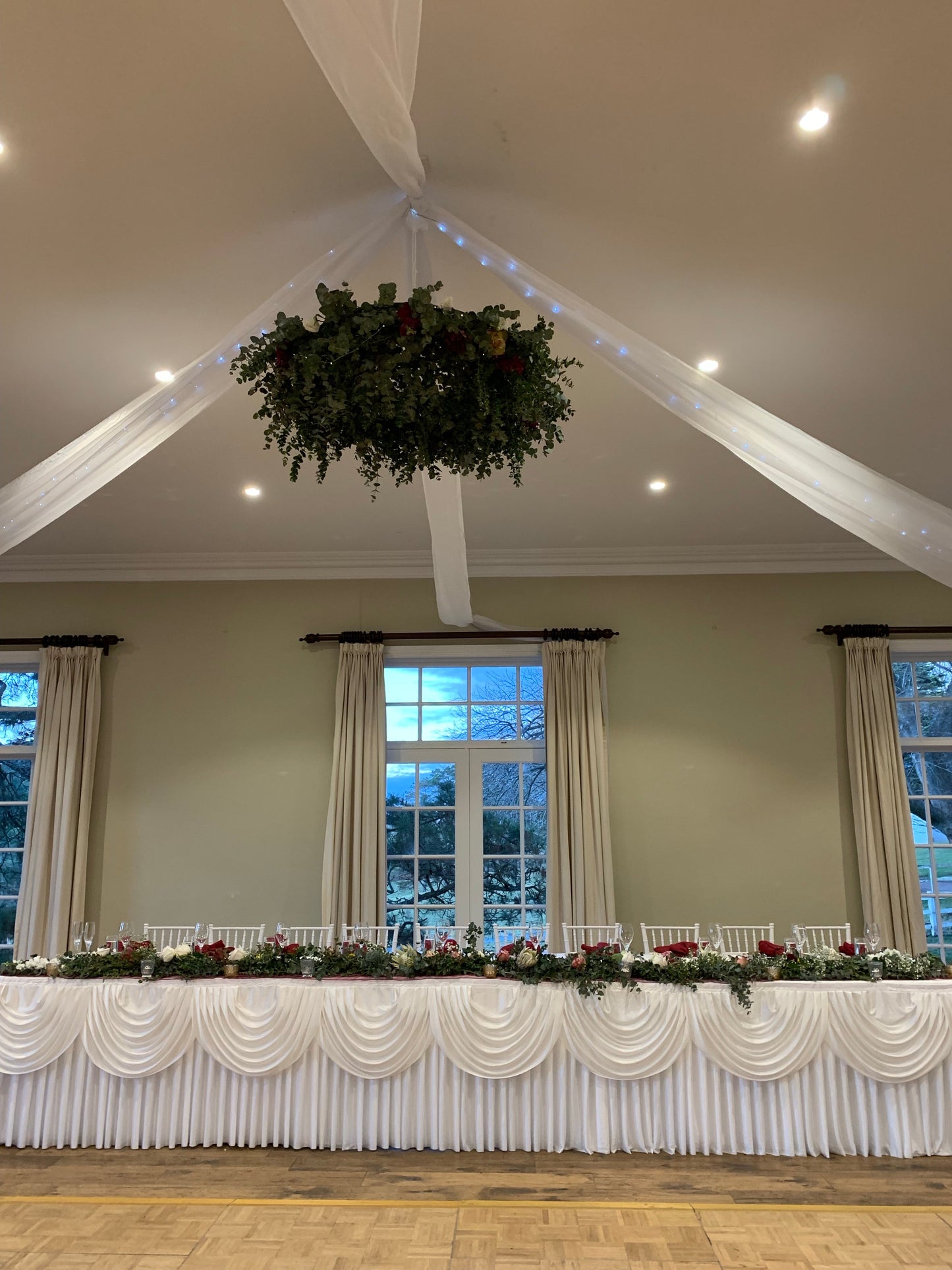 8m White Satin Table Skirting HIRE