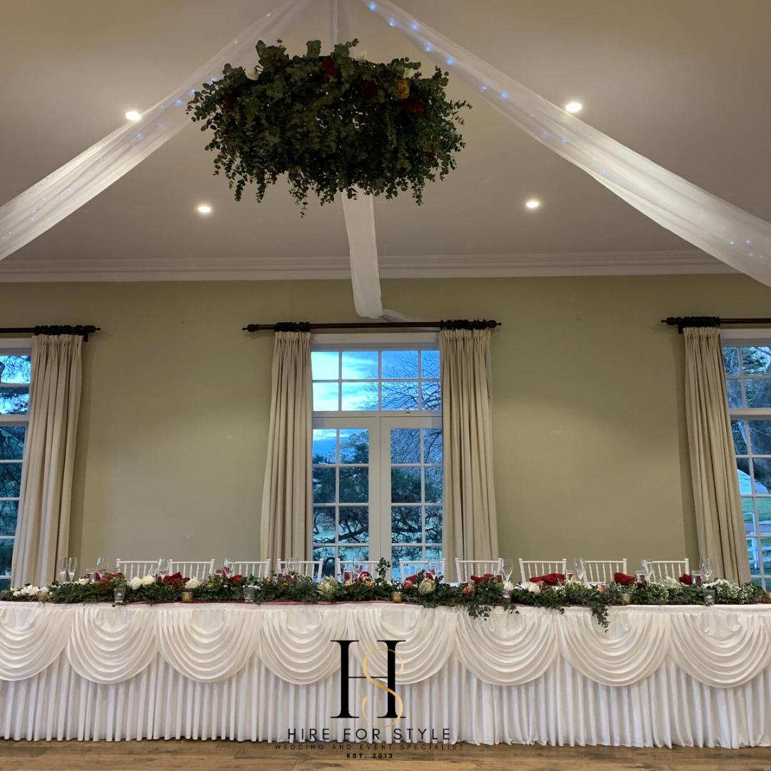 8m White Satin Table Skirting HIRE
