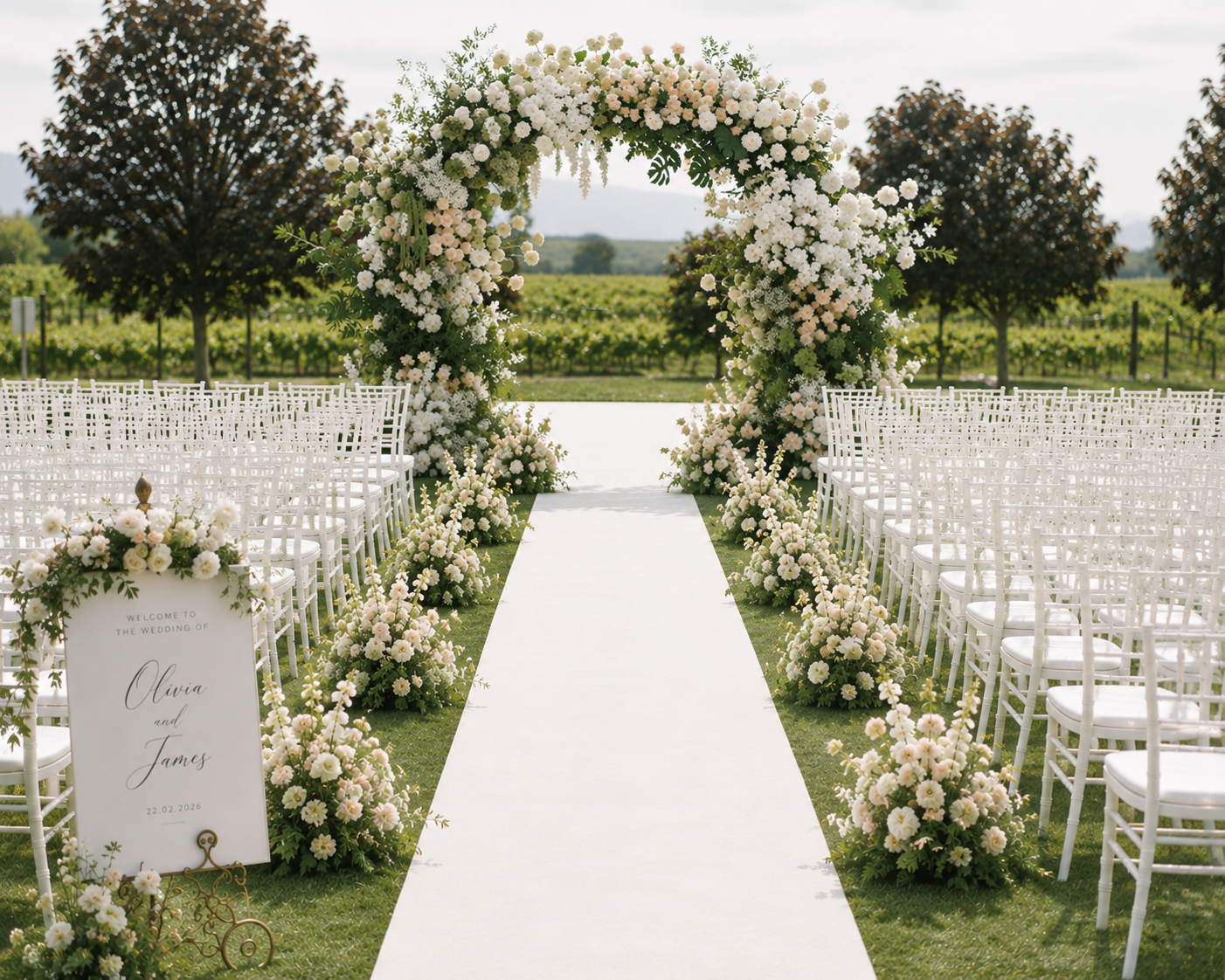 Full Package Wedding Ceremony Package with 82 Tiffany Chairs