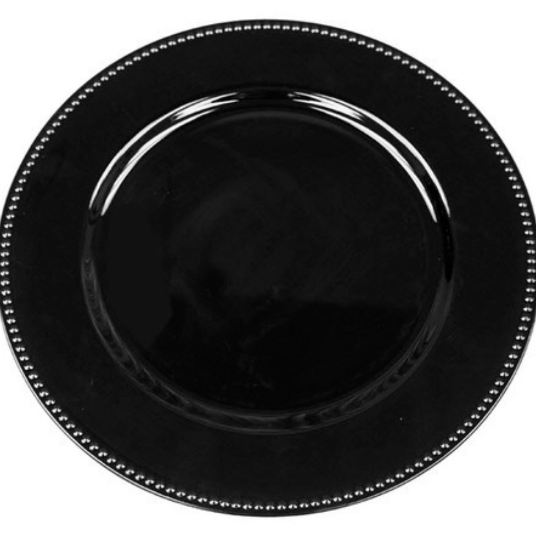 33cm Black Charger Plate with Beaded Edge