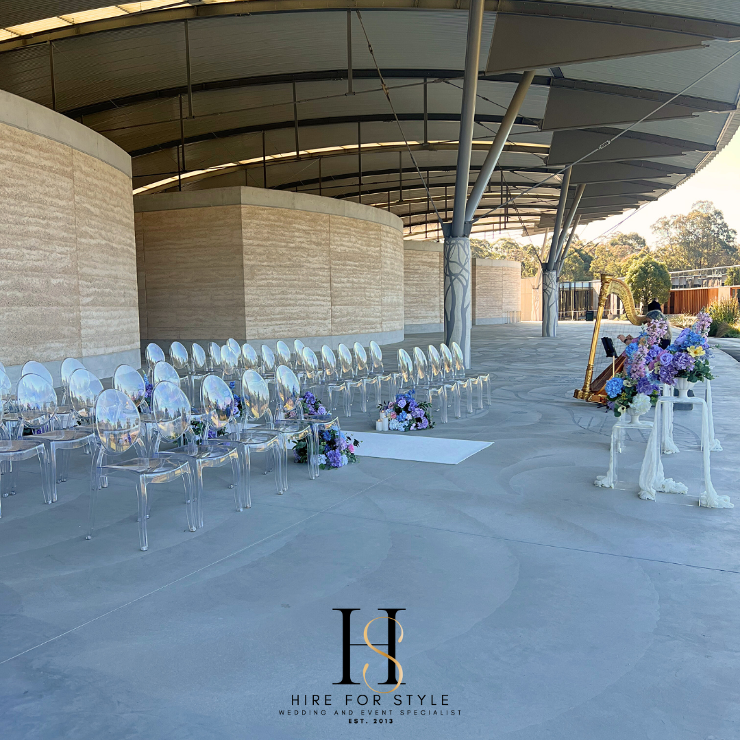 GC102 Wedding Package with acrylic Ghost Chairs and Floral Alter