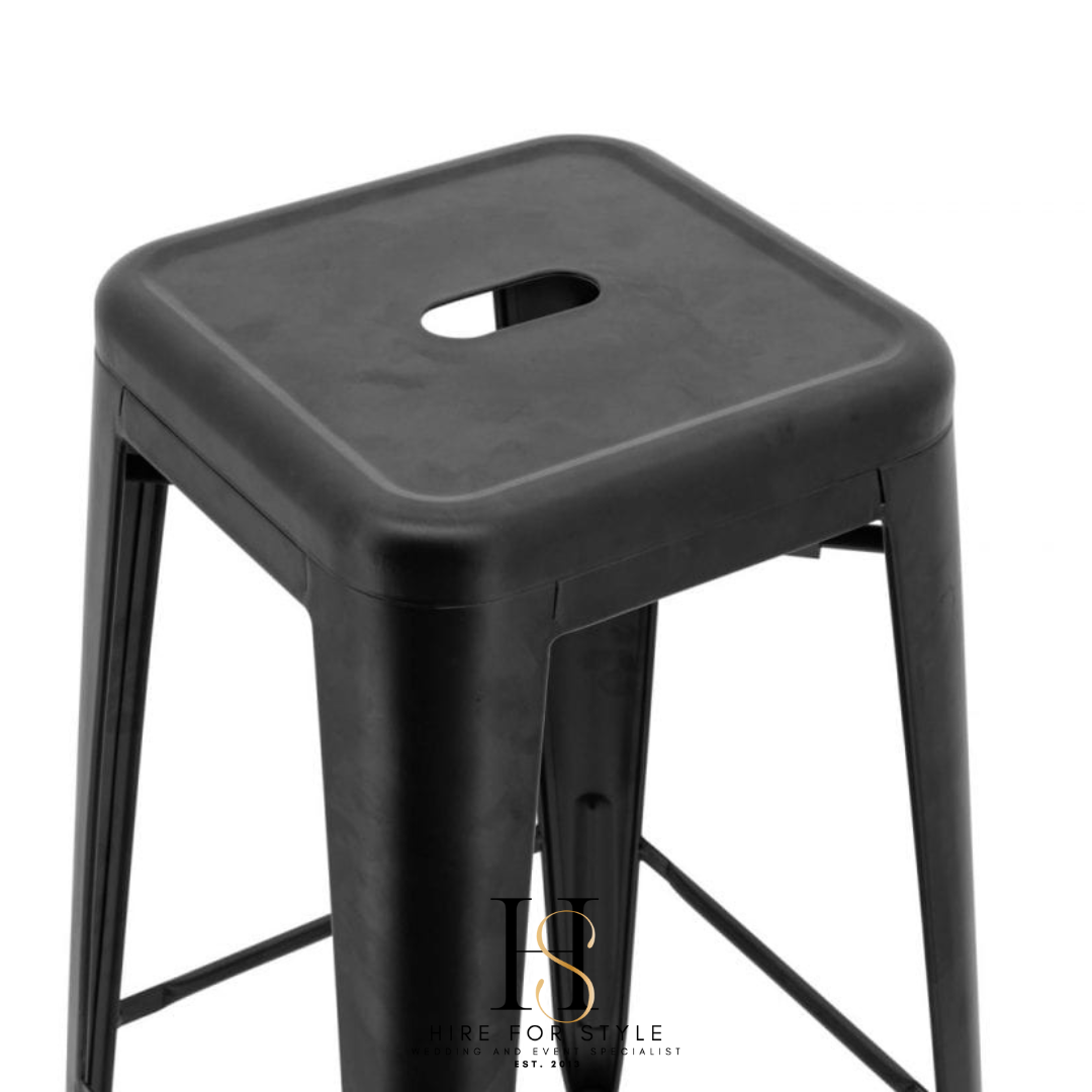 Matte Black Tall Bar Stool Hire
