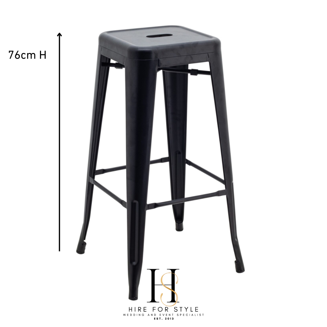 Matte Black Tall Bar Stool Hire