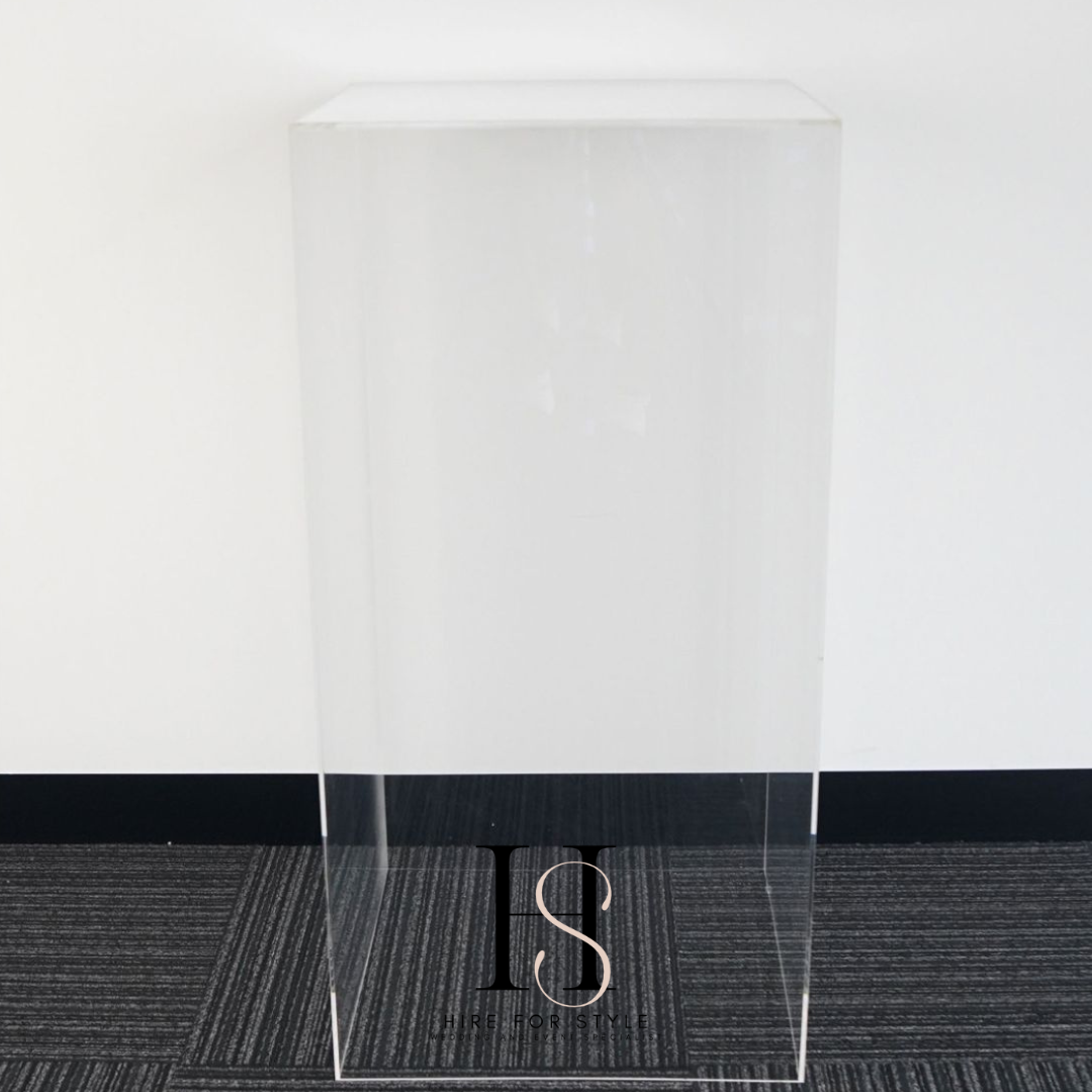 Clear Square Large Acrylic Plinth Hire