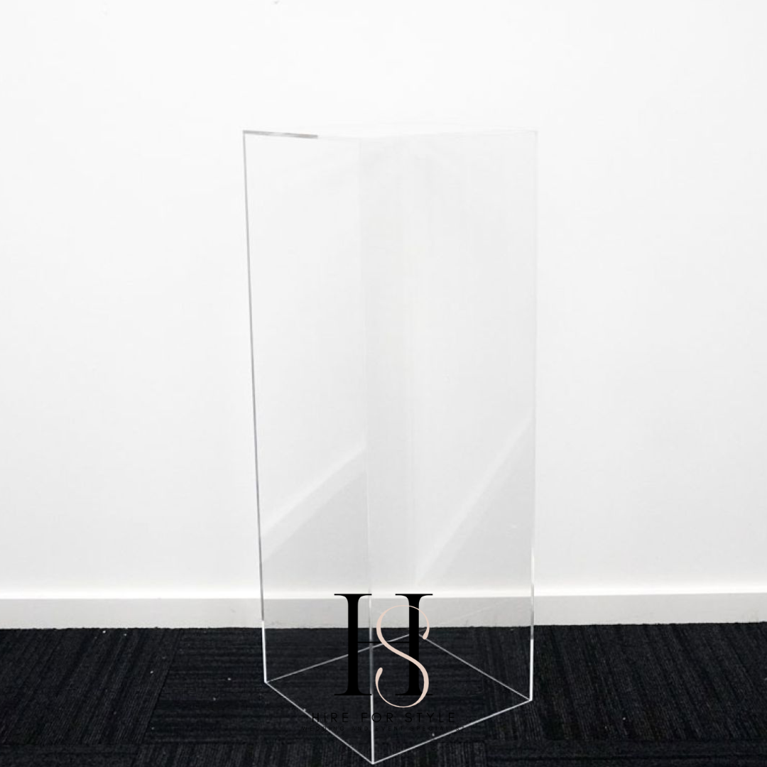 Clear Square Large Acrylic Plinth Hire