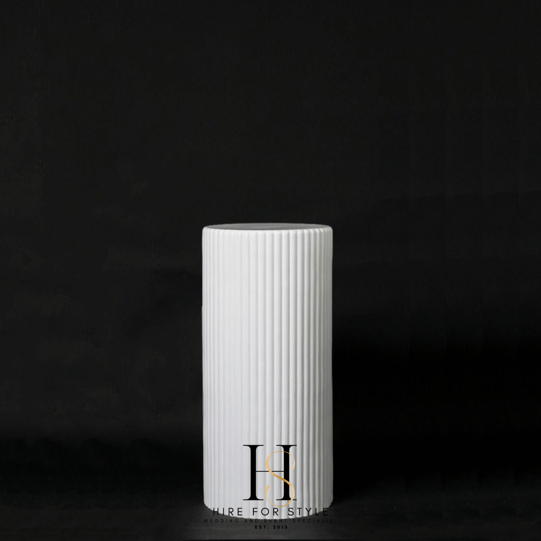 Fibreglass Ripple Plinth Round Gloss White 71cmH