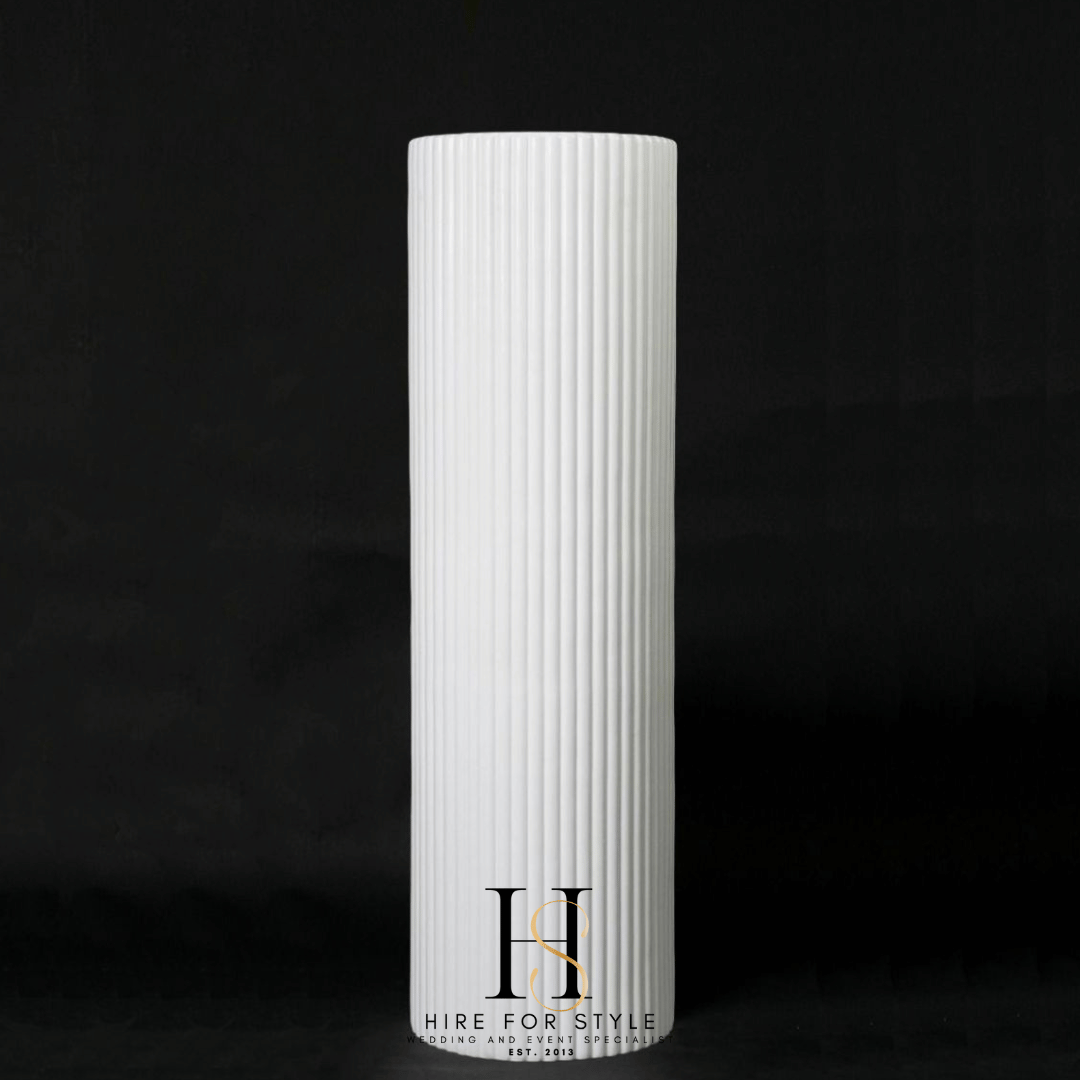 Fibreglass Ripple Plinth Round Gloss White 110cm H