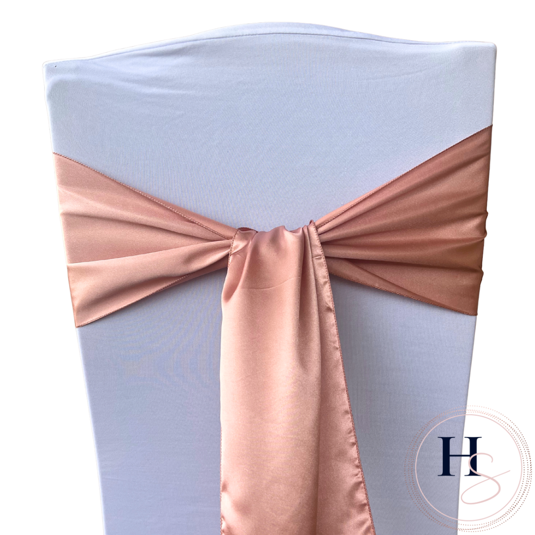 Rose Gold Satin Chair Sash HIRE Hire For Style