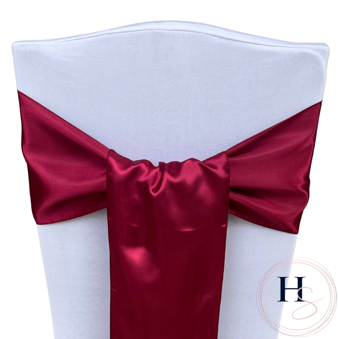 Burgundy Satin Chair Sash HIRE