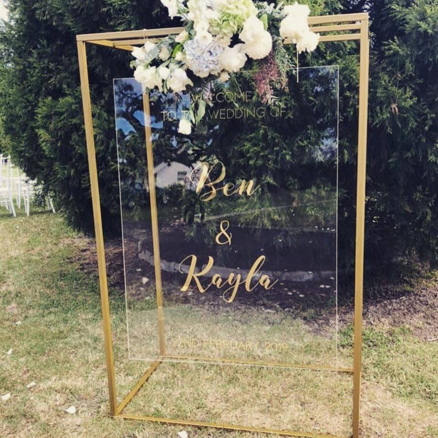 Gold Box Frame Welcome Sign