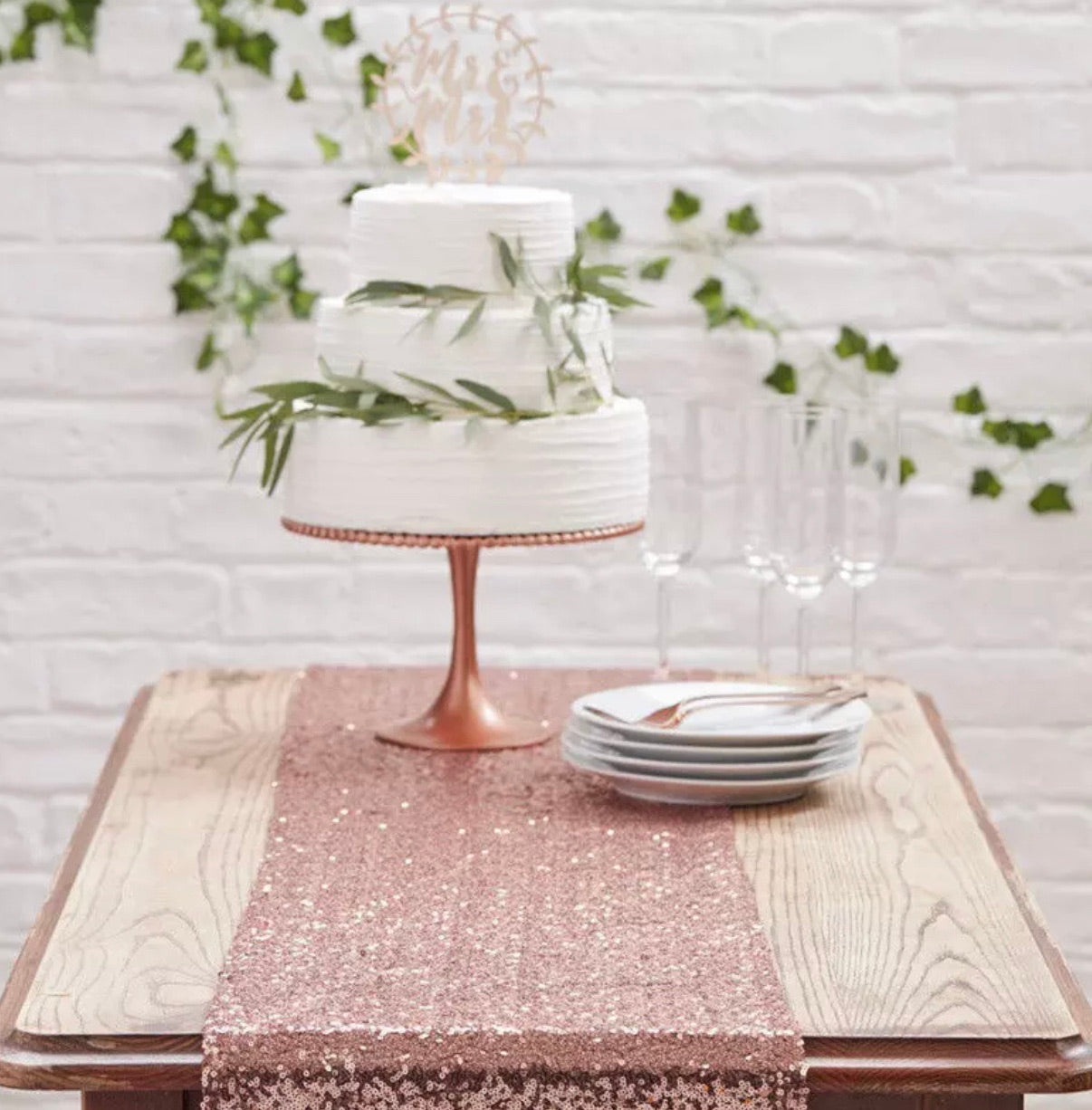 Rose Gold Sequin Table Runner HIRE