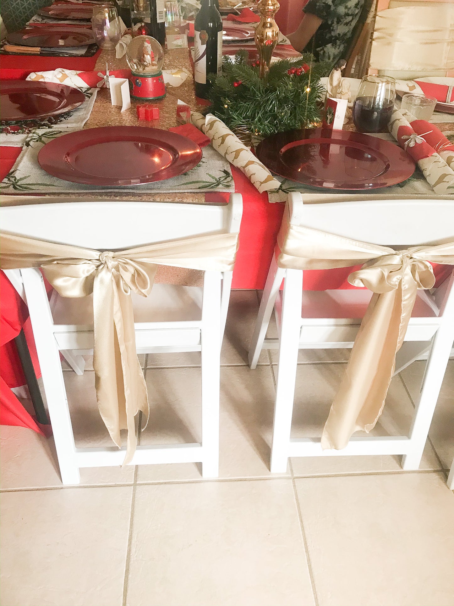 Champagne Gold Satin Chair Sash HIRE