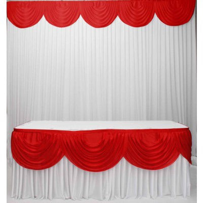 3m Satin Table Skirt with 3m Red Swag