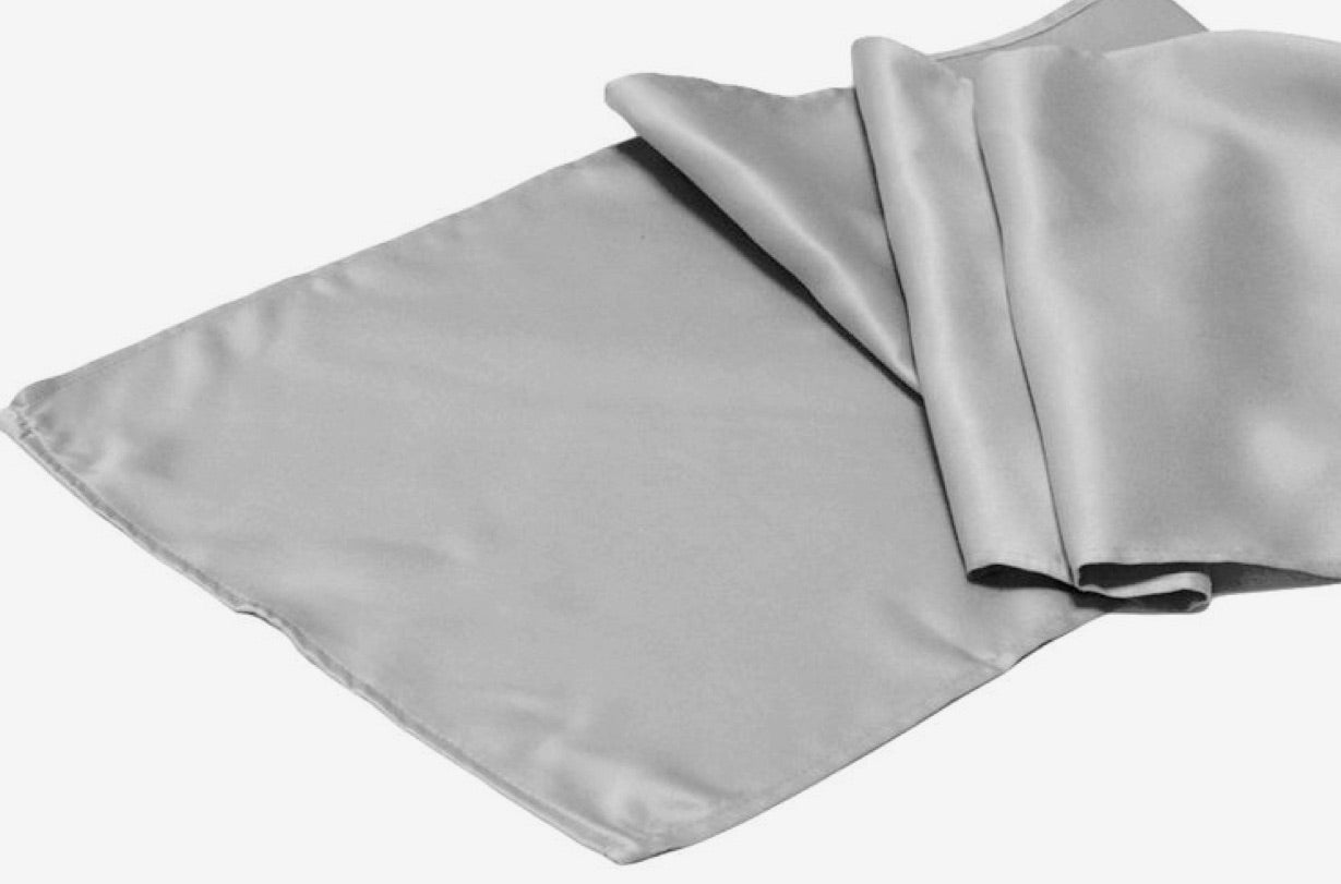 Table Runner Silver Satin HIRE