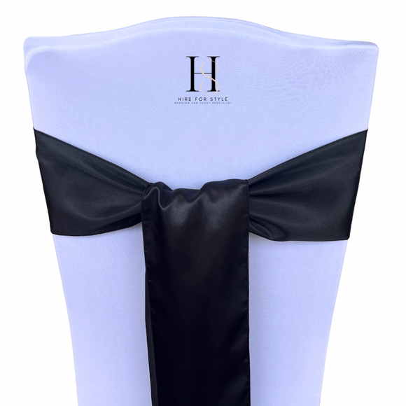 Black Satin Chair Sash HIRE