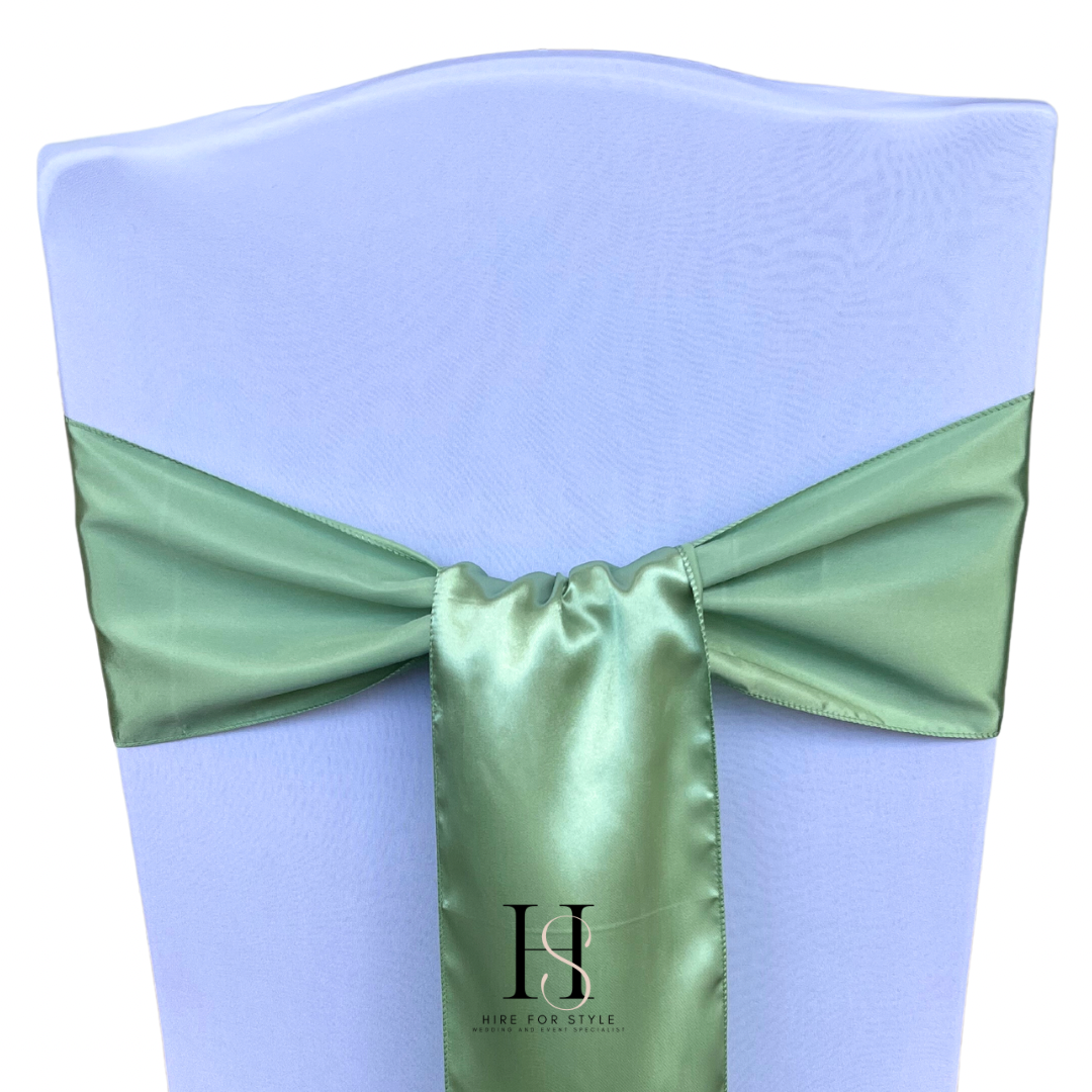 Green Satin Chair Sash HIRE