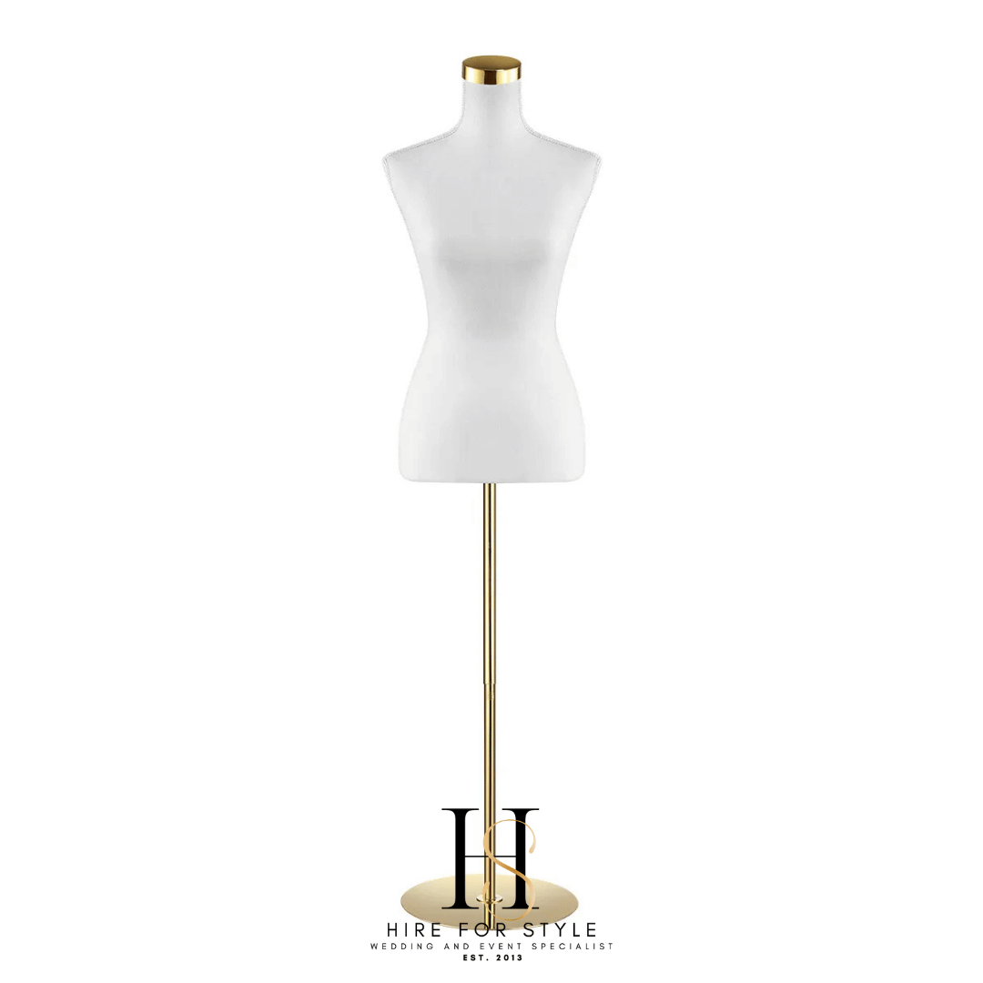 White & Gold Bridal Mannequin Hire