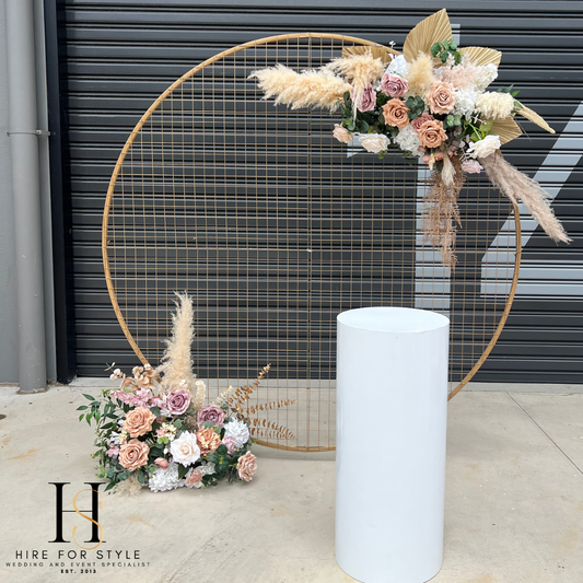 Simple Gold Round Mesh Backdrop Package with Faux Florals