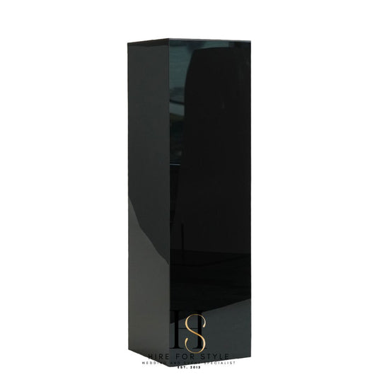 Acrylic Square Plinth - Black - HIRE