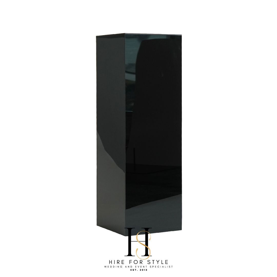 Acrylic Square Plinth - Black - HIRE