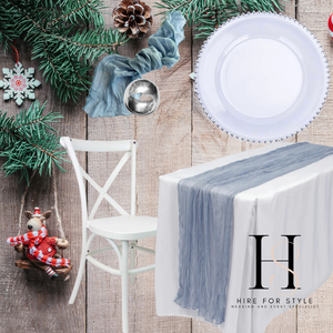 C103 Dusty Blue Cheesecloth Christmas Dining Package