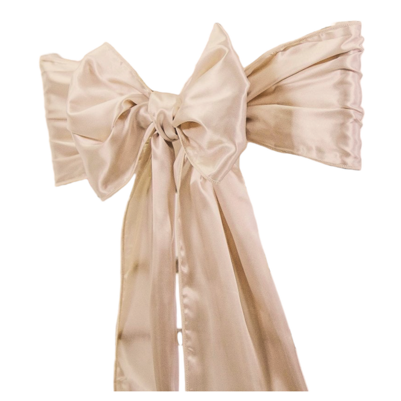 Nude Beige Satin Chair Sash Hire