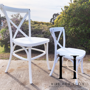 Adult White Cross Back Chair HIRE