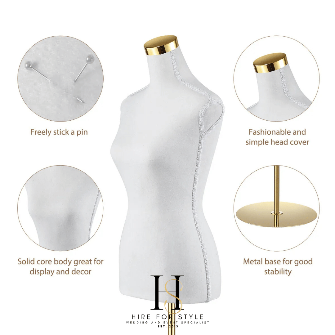 White & Gold Bridal Mannequin Hire