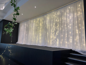 White Sheer Freestanding Event Backdrop HIRE