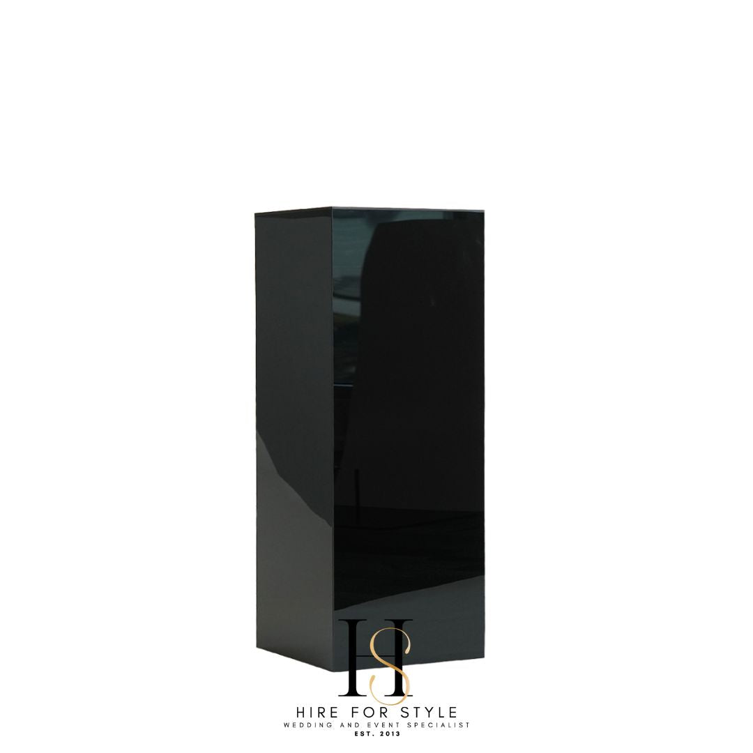 Acrylic Square Plinth - Black - HIRE