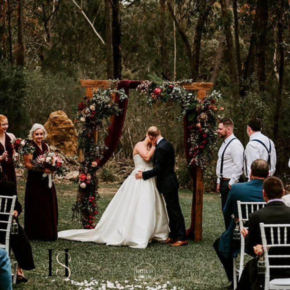 F101 Large Wooden Arbour with Fresh Florals & Draping