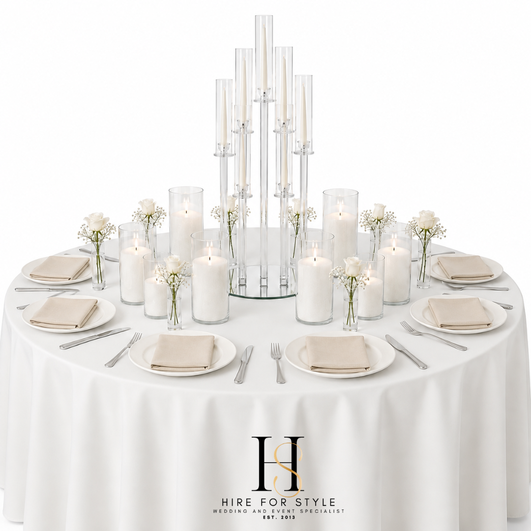 Deluxe Glass Candelabra Centrepiece