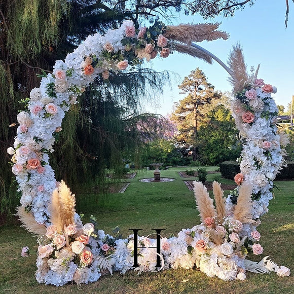 Round Ella Wedding Backdrop with Silk and Dried Florals plus Service Fee