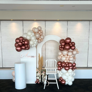 Parted Double Arch Backdrop with Balloons & Florals