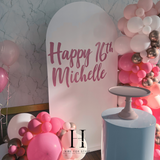 Single Full Arch Backdrop with Balloon Garland and Signage Package