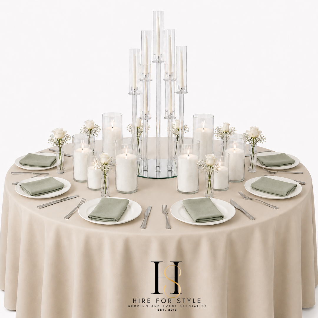 Deluxe Glass Candelabra Centrepiece